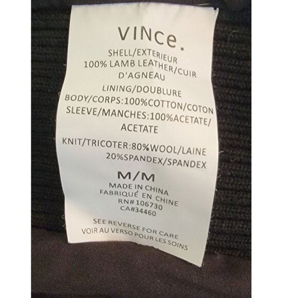 Vince Lamb Leather Moto Jacket Asymmetrical Zip, Knit Panels, Women’s Size M - Picture 12 of 13